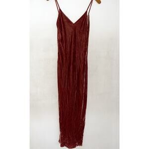 Cloud Hunter Velvet Slip Maxi Dress S Rust Spaghetti V Neck Romantic Feminine